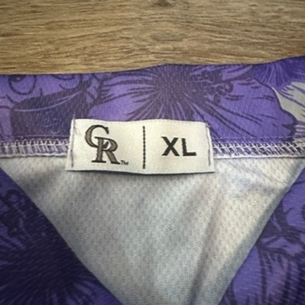 Colorado Rockies MLB Coca-Cola Purple Floral Hawaiian Shirt Mens XL Button Up - Picture 4 of 7